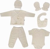 Blue Eyes-Pasgeboren baby zomerkleding-100% natuurlijk katoen-jacquard-eerste uitrusting-cadeauset-kledingset-met 6-delig-voor baby's 0-4 maanden-Ecru