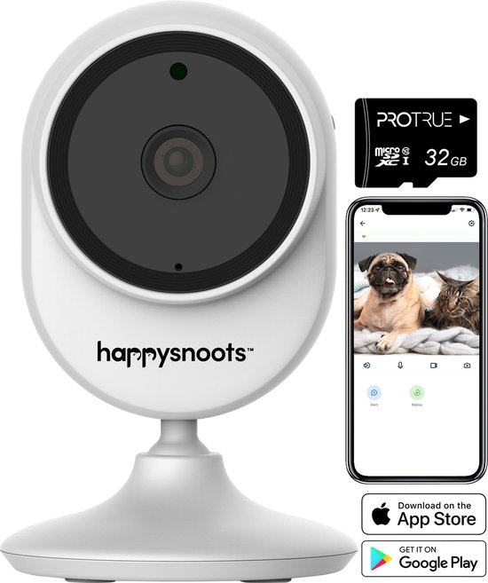 Happysnoots 1080p Huisdiercamera met App - Hondencamera - Huisdier Camera - Pet Camera Wifi Binnen- voor Hond / Katten / Dieren