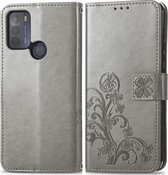 Motorola Moto G50 Hoesje - Mobigear - Clover Serie - Kunstlederen Bookcase - Grijs - Hoesje Geschikt Voor Motorola Moto G50