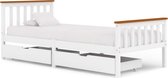 vidaXL Bedframe met 2 lades massief grenenhout wit 90x200 cm