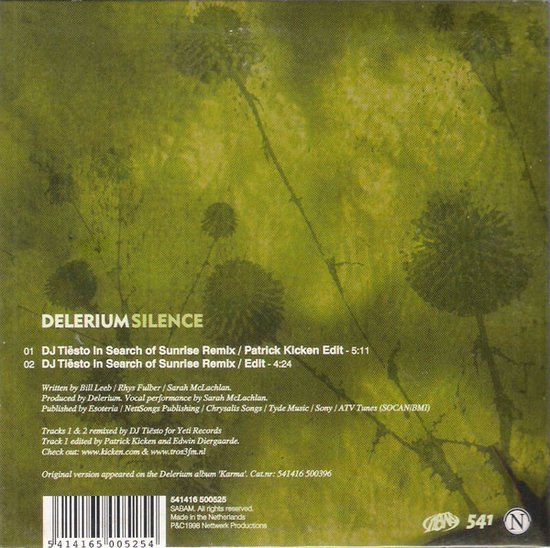 Delerium Silence (cdsingle), Delerium Muziek bol