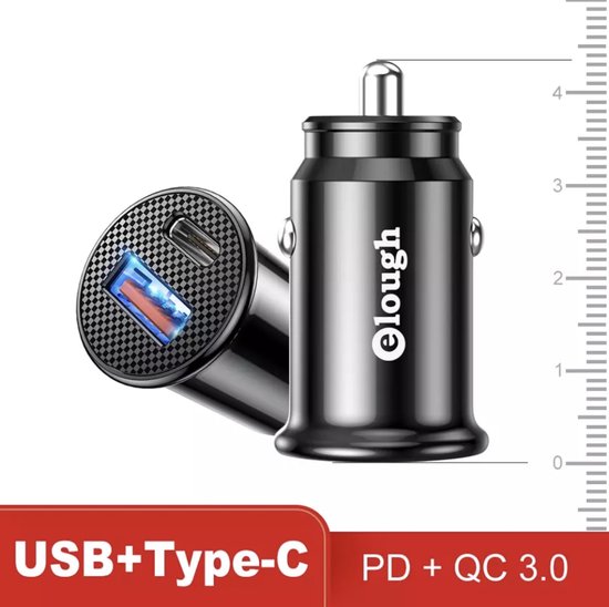 Dual USB (type A en C) Qualcomm 3.0 Snellader Auto - 40W - Met LED - Mini  Formaat - 2... | bol.com