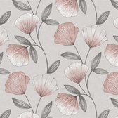 Bonita tafelzeil - 160 cm rond - Pink/grey flowers - 4W4/06