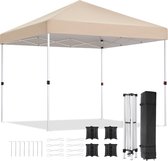 Pop Up Canopy - Outdoor Party Tent - Waterdicht - Instant Canopies - Met 4 Sandsacks en Wheeled Bags - 10x10Ft (3x3m) - Khaki