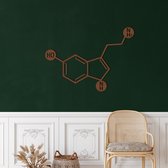 Wanddecoratie |Serotonine Molecuul /Serotonin Molecule decor | Metal - Wall Art | Muurdecoratie | Woonkamer |Bronze| 45x32cm