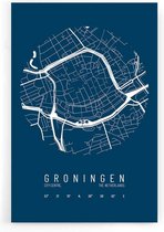 Walljar - Stadskaart Groningen Centrum IV - Muurdecoratie - Poster