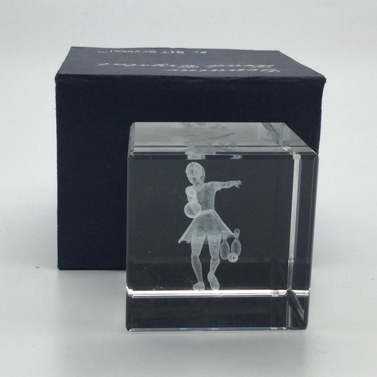 Bowling Press Papier, blok helder glas (5 x 5 cm) met hologram afbeelding van bowlende vrouw