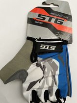 STG korte wielrenhandschoenen | fietshandschoenen, kleur blauw, grijs, wit, maat M