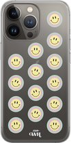 iPhone 13 Pro Case - Smiley Double Yellow - xoxo Wildhearts Transparant Case