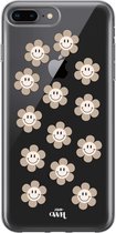 iPhone 7/8 Plus Case - Smiley Flowers Nude - xoxo Wildhearts Transparant Case