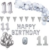 11 jaar Verjaardag Versiering Pakket Zilver XL