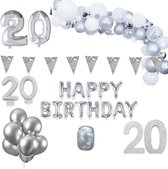 20 jaar Verjaardag Versiering Pakket Zilver XL