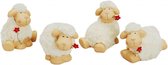 Schapen in klei / synthetische vezel met bloem - 12 cm - 4 stuks