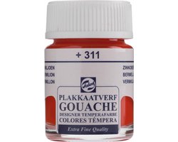 Talens Plakkaatverf Extra Fijn - Vermiljoen 311 - 16 ml Flacon - Sterk gepigmenteerde, matte verf