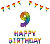 9 jaar Verjaardag Versiering Pakket Regenboog