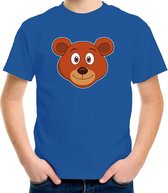 Cartoon beer t-shirt blauw voor jongens en meisjes - Kinderkleding / dieren t-shirts kinderen 122/128