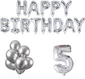 5 jaar Verjaardag Versiering Ballon Pakket Zilver