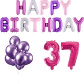 37 jaar Verjaardag Versiering Ballon Pakket Pastel & Roze