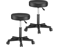 Casaria Bureaustoel Bureaukruk - Draaistoel - Gestoffeerde – Zwart – 2 Stuks