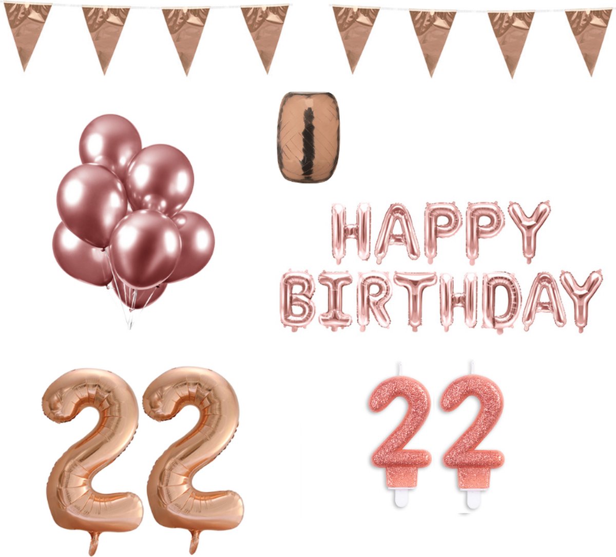 Afbeelding van product Merkloos / Sans marque  22 jaar Verjaardag Versiering Pakket Rosé Goud
