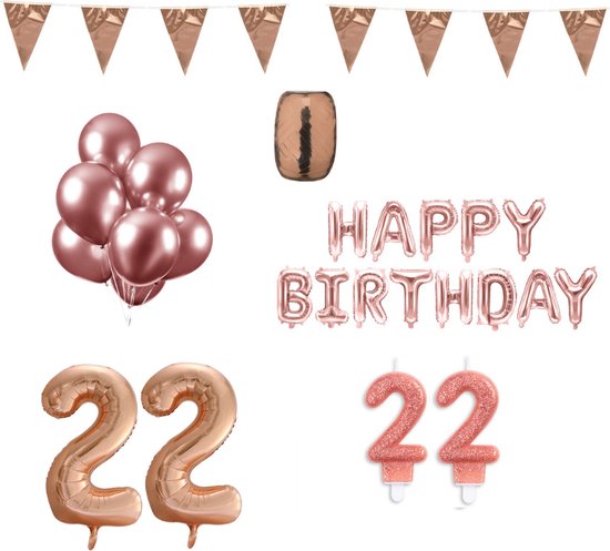 Nederigheid Prelude Likken 22 jaar Verjaardag Versiering Pakket Rosé Goud | bol.com