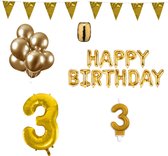 3 jaar Verjaardag Versiering Pakket Goud