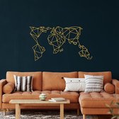Wanddecoratie | Geometrische Wereldkaart / Geometric World Map  decor | Metal - Wall Art | Muurdecoratie | Woonkamer |Gouden| 101x58cm