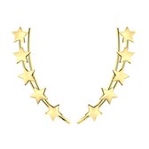 Joy|S - Zilveren ster oorbellen - ear climbers - 5 sterren - 14k goudplating