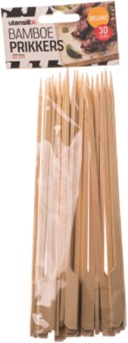 Utensill Bamboe prikkers Deluxe bamboe prikkers 30 stuks 20 cm Bamboe Sate prikkers Tapas prikkers Kip prikkers Fruitspiesjes Bamboe prikkers 30 stuks