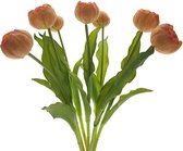 Viv! Home Luxuries - Tulpen boeket - 7 stuks - kunststof bloem - perzik - 52cm -Topkwaliteit