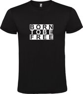 Zwart  T shirt met  print van "BORN TO BE FREE " print Wit size XXXXL