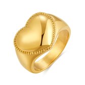 Twice As Nice Ring in goudkleurig edelstaal, hart 50