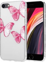 ShieldCase Pink Butterflies geschikt voor Apple iPhone  SE 2022 hoesje