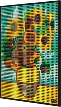 Wange Vaas met de Twaalf Zonnebloemen - Vincent van Gogh - Kunst - Schilderij - Pixels / Pixelart / Pixelkunst - Bouwset - 3262 bouwsteentjes
