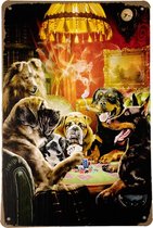 Poker honden - Metalen bord - Wandbord - 20 x 30cm - Metalen borden - Decoratie - Cadeau - Wandborden - UV bestendig - Eco vriendelijk - Bar decoratie - Snelle levering - Cave & Ga