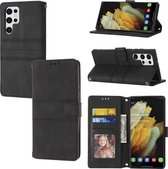 Samsung Galaxy S22 Ultra Telefoonhoesje | PU Leren Bookcase | Pasjeshouder | Tas | Zwart