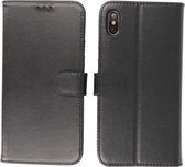 iPhone XS Max Hoesje - Echt Lederen Wallet Case Telefoonhoesje - Zwart