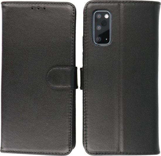 Samsung Galaxy S20 Hoesje - Echt Lederen Wallet Case Telefoonhoesje - Zwart