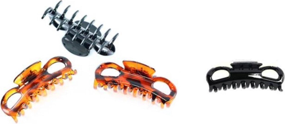 Haarklemmen - Haarclip - Zwart - Bruin - 9.8 cm - Set 2 Stuks (7464)