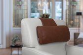 Finlandic hoofdkussen F05 Cognac, inclusief traagschuim vulkussen reinigbaar, vegan leder voor relax fauteuil- luxe nekkussen met contragewicht voor sta op stoel- comfortabele vega