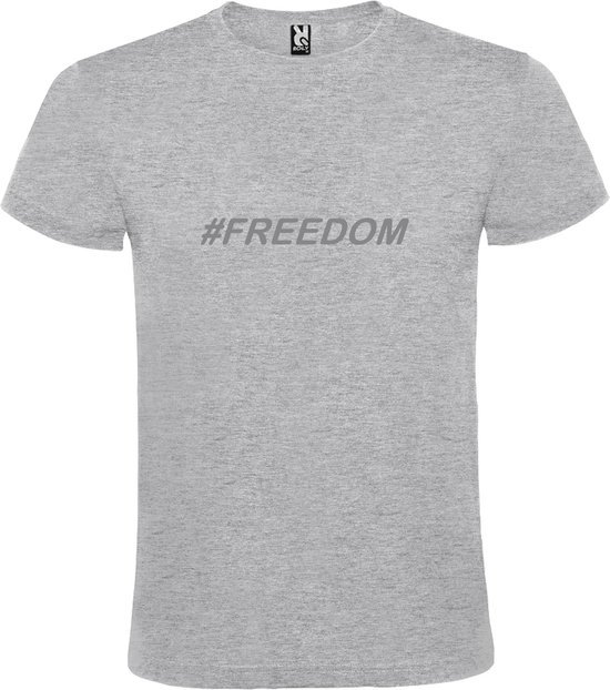 T-shirt Grijs avec imprimé "# FREEDOM " imprimé Argent taille XXXL