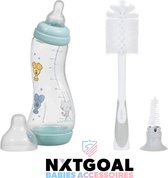 Difrax BabyPakket Fles 250 ml – Anti-Colic – Woezel en Pip & Flessenborstel 2 in 1 Deluxe