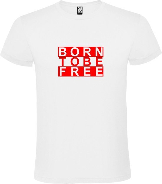 Wit  T shirt met  print van "BORN TO BE FREE " print Rood size XXXXL