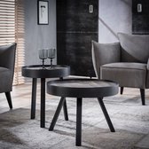 dePauwWonen Teca Ø60 rand Salontafel - 60x60x43 cm - Zwart Greywash