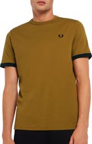Fred Perry Ringer regular fit T-shirt M3519 - korte mouw O-hals - bruin -  Maat: S