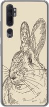 Geschikt voor Xiaomi Mi Note 10 hoesje - Vintage illustratie van een konijn - Siliconen Telefoonhoesje