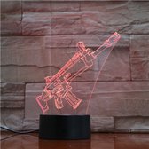 3D Led Lamp Met Gravering - RGB 7 Kleuren - Machine Geweer