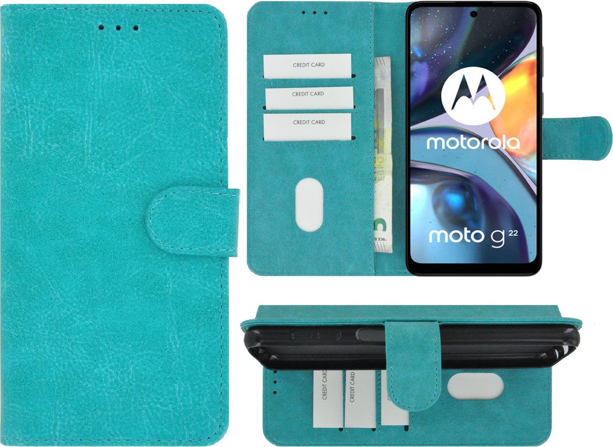 Pearlycase hoesje Geschikt voor Motorola Moto G22 - Kunstleer Book Case - Turquoise