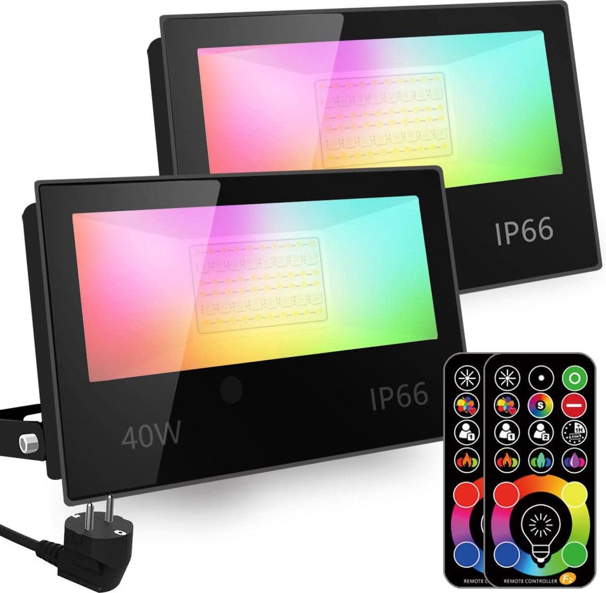 RGB ledspot, RGBW-kleurverandering komt overeen met 400 W, dhz-stroboscoopmodus, 120 kleuren, timer, RGB, 2700 K, warmwit, waterdichtheidsklasse IP66