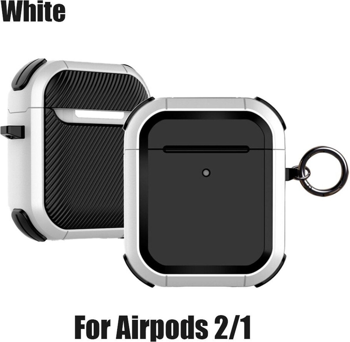 DrPhone PL5 - Case - Bescherming tegen Val & Stootschade - Geschikt voor Airpods 1/2- Zwart/Wit